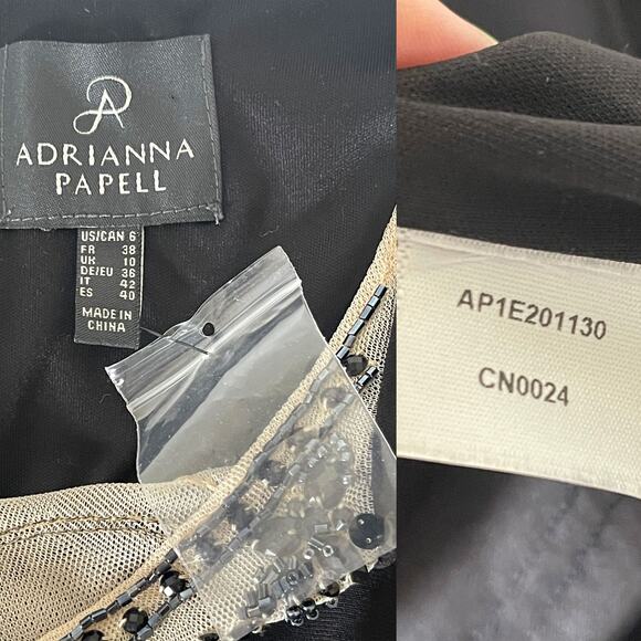 ADRIANNA PAPELL NWOT Beaded Mesh Neckline Maxi Dress in Black Size 6 - Picture 8 of 9